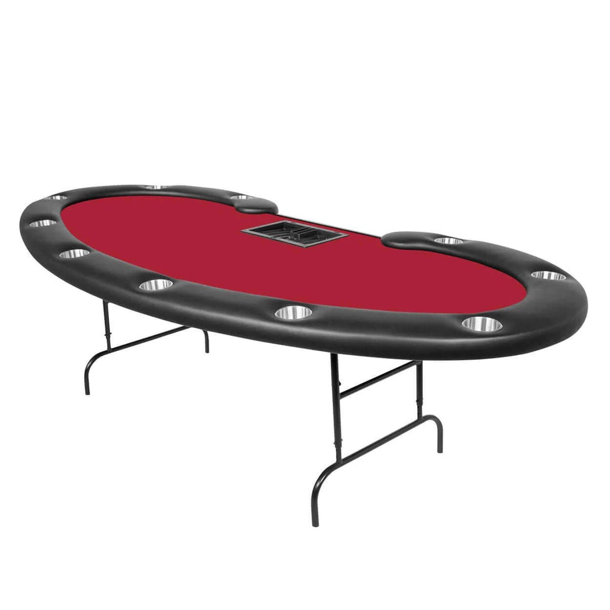 Folding Poker Table Kidney Bean Dealer Cutout Felt Surface