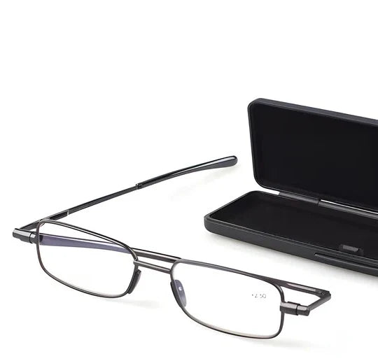 Folding Reading Glasses Compact Foldable Spring-Hinged Slim Case