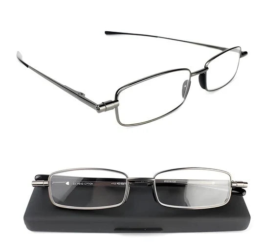 Folding Reading Glasses Compact Foldable Spring-Hinged Slim Case