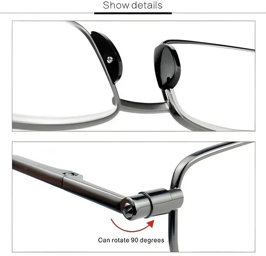 Folding Reading Glasses Compact Foldable Spring-Hinged Slim Case