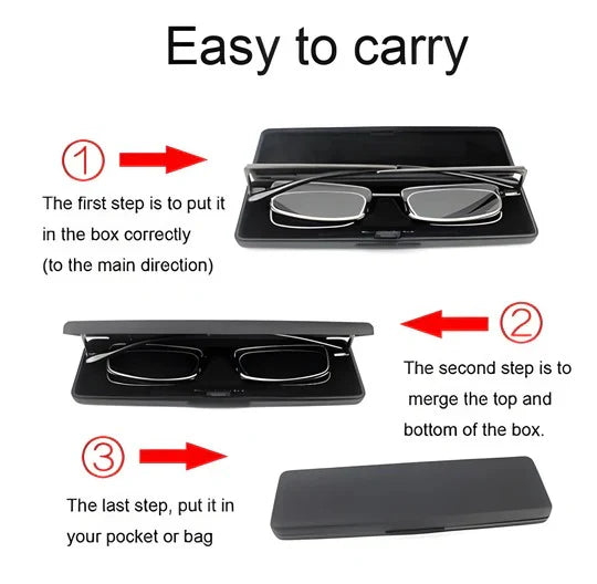 Folding Reading Glasses Compact Foldable Spring-Hinged Slim Case