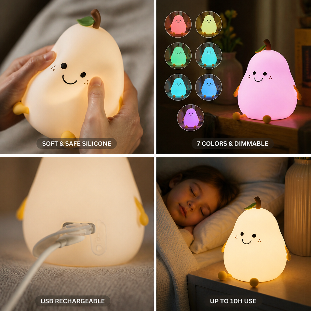 Food-Grade Silicone 7-Color Dimmable USB-Rechargeable Night Light