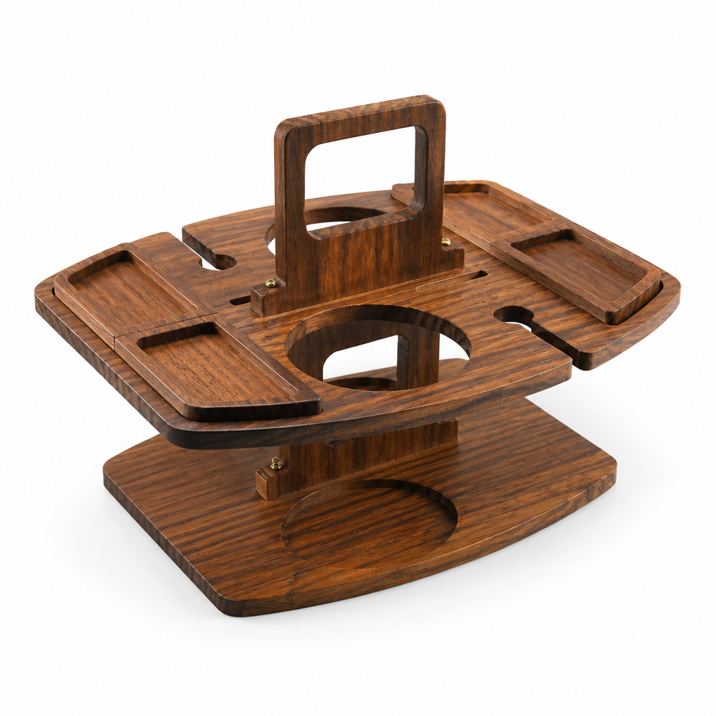 Food-Safe Natural Wood Foldable Picnic Table (With Drink Holders)