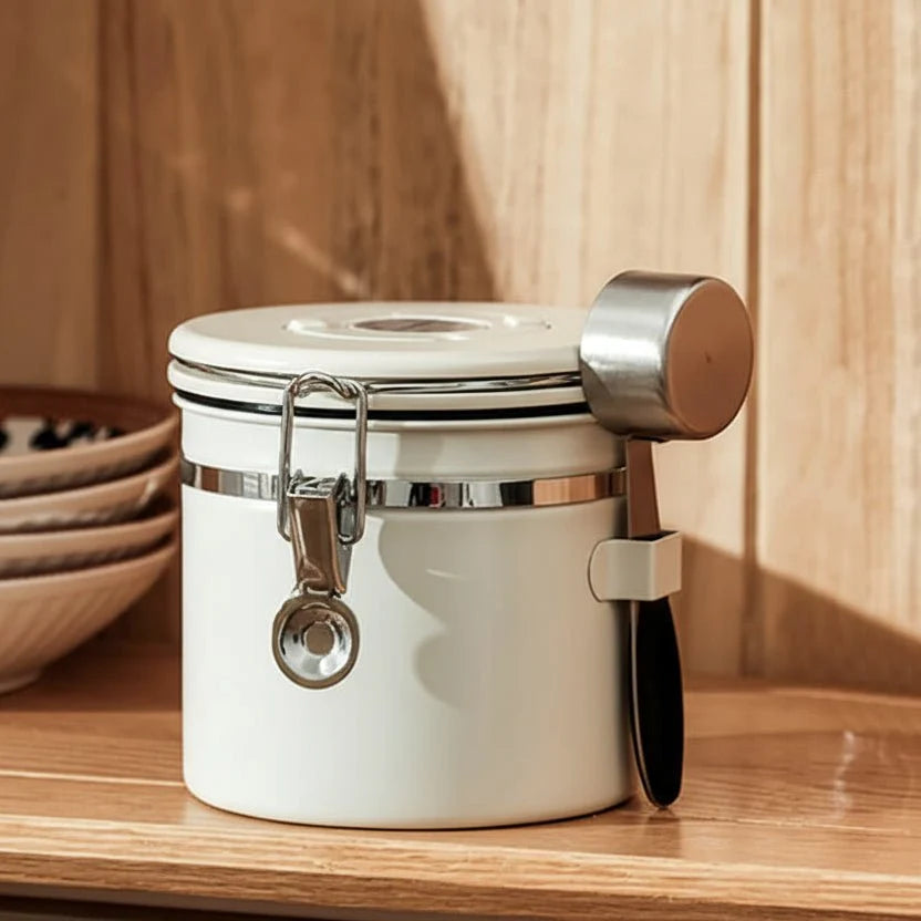 Food Storage Container Stainless Steel Airtight Freshness Seal Spoon Included