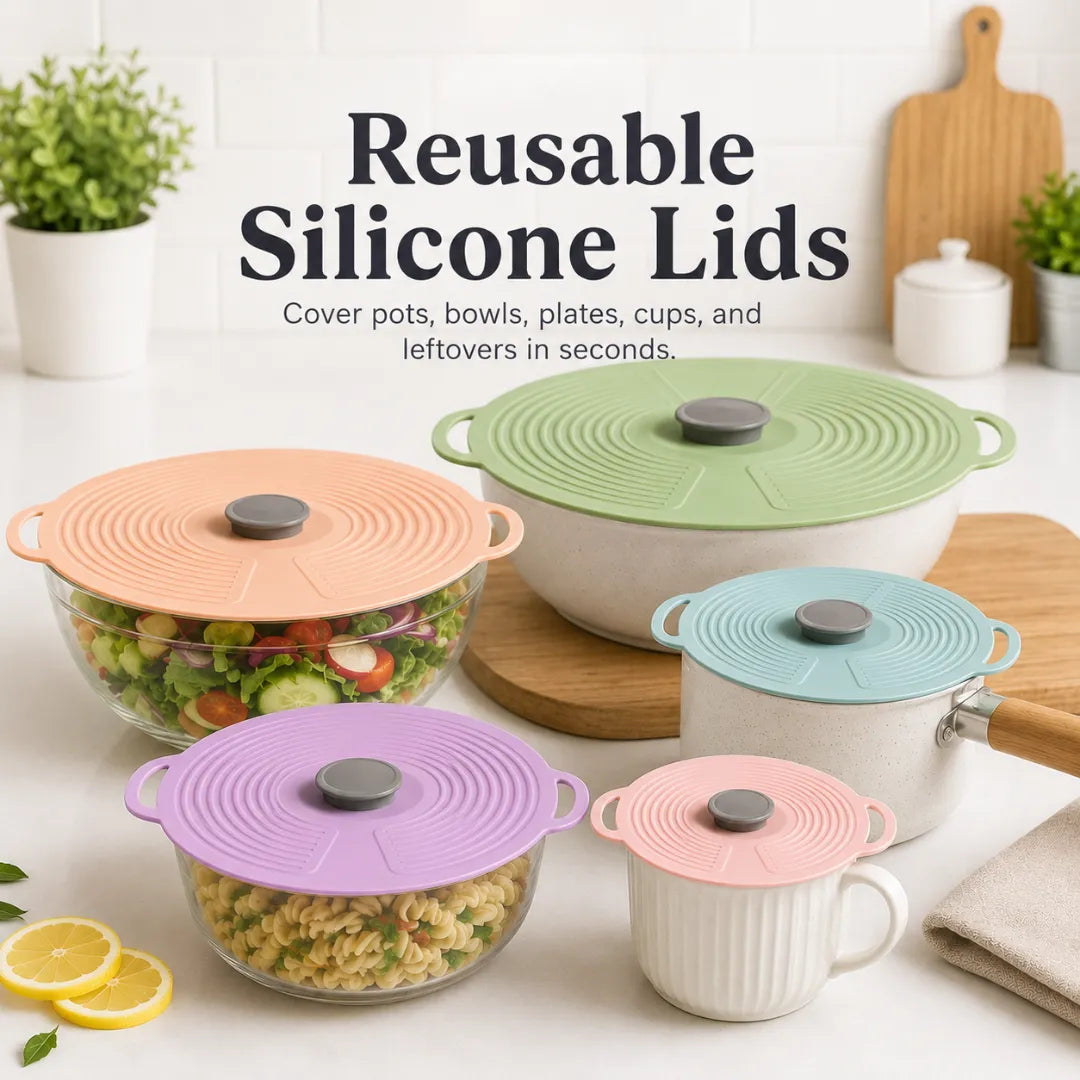 Food Storage Lids Silicone Stretch-Fit Reusable