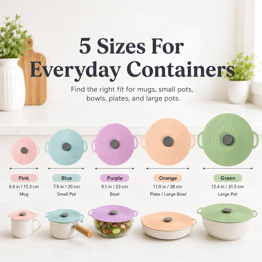 Food Storage Lids Silicone Stretch-Fit Reusable