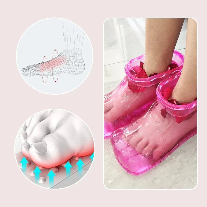 Foot Bath Slippers Textured Massage Bumps Warmth-Retaining