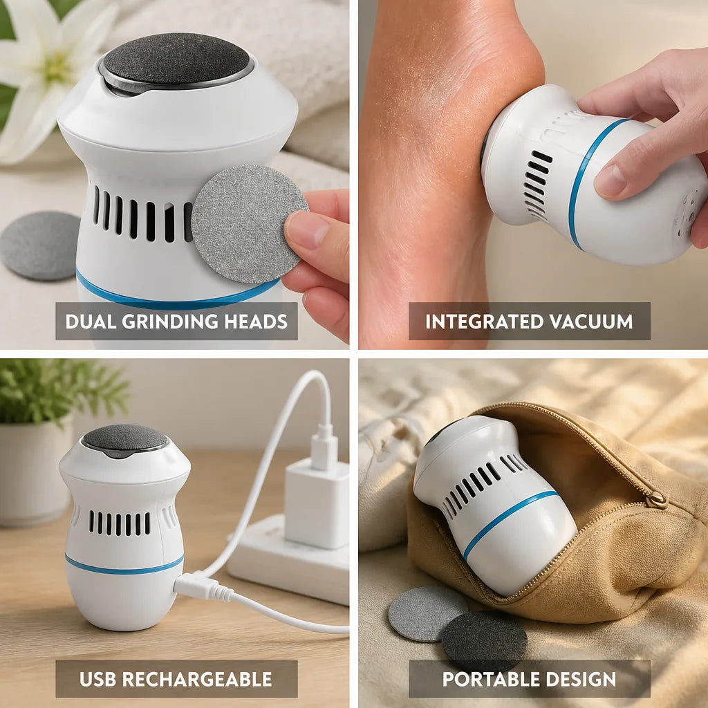 Foot Callus Remover USB Rechargeable Integrated Vacuum