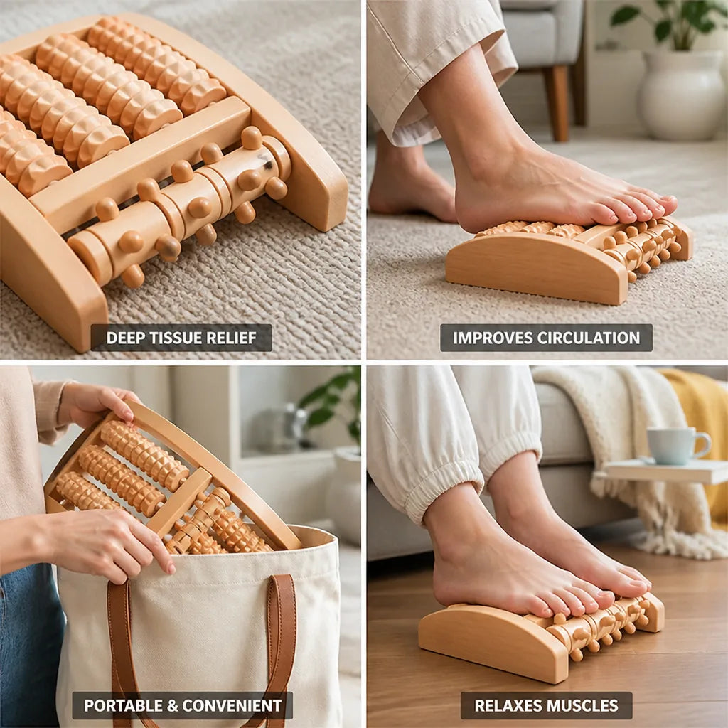Foot Massage Roller Wooden Acupressure Pain Relief