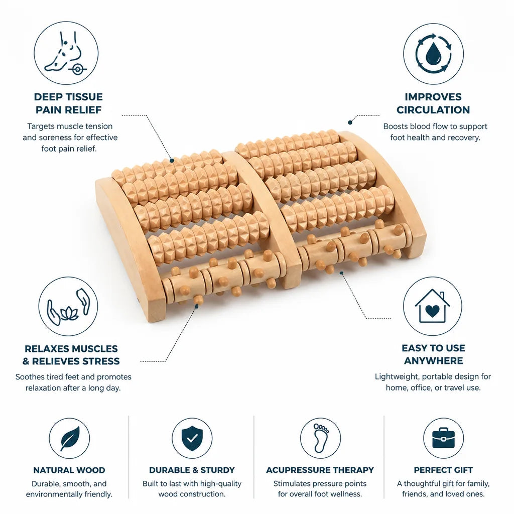 Foot Massage Roller Wooden Acupressure Pain Relief