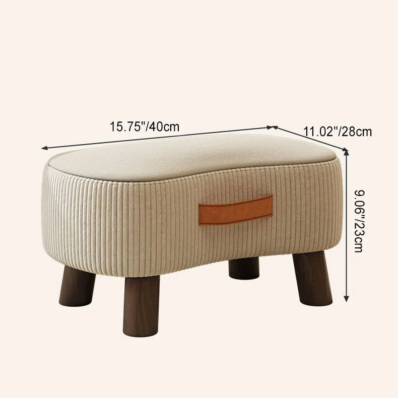 Footstool Pine Wood Frame Cushioned Stackable Seat