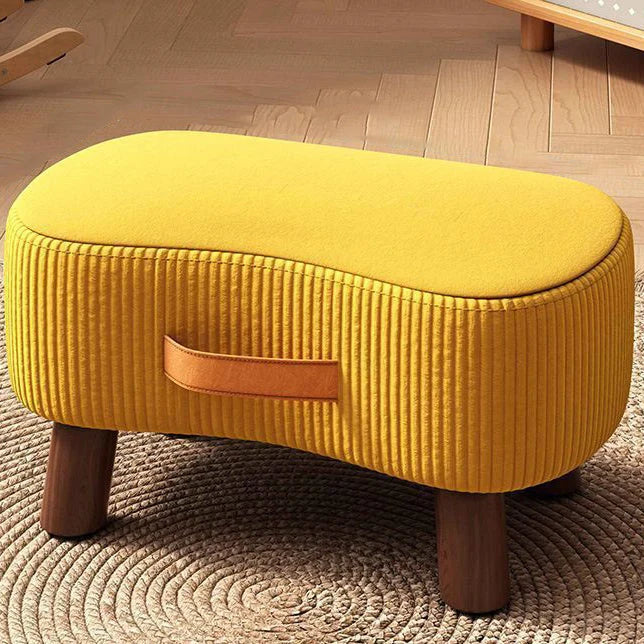 Footstool Pine Wood Frame Cushioned Stackable Seat