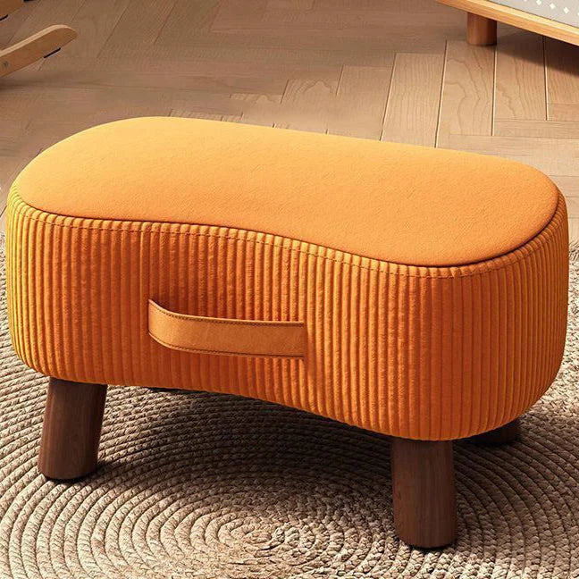Footstool Pine Wood Frame Cushioned Stackable Seat
