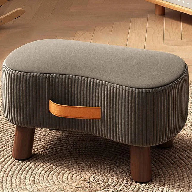 Footstool Pine Wood Frame Cushioned Stackable Seat