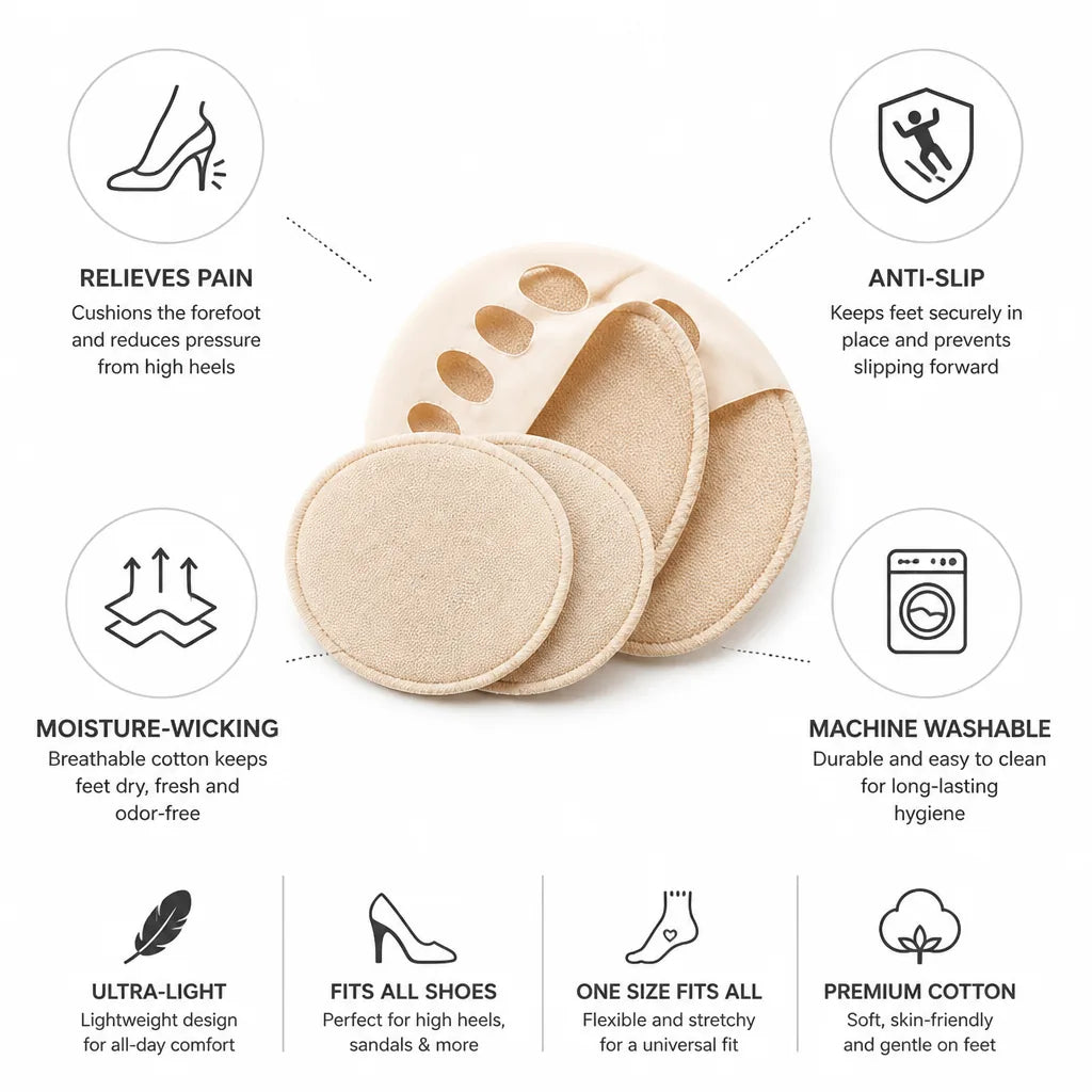 Forefoot Cushion Pads Cotton Moisture-Wicking Anti-Slip