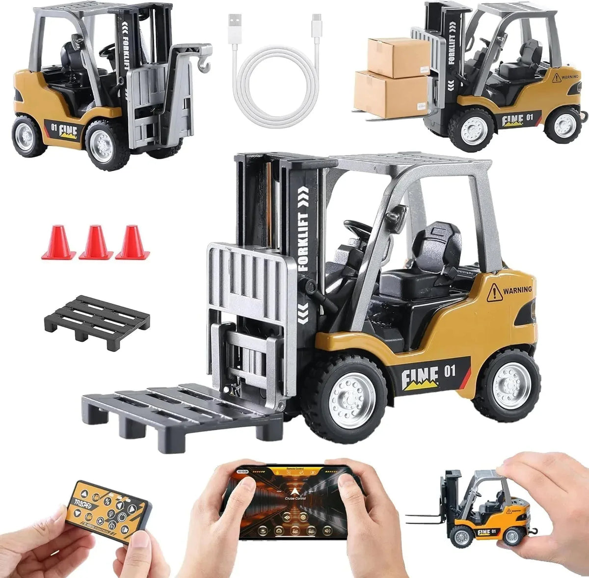 Forklift Toy Alloy Adjustable Forks & Liftable Mast