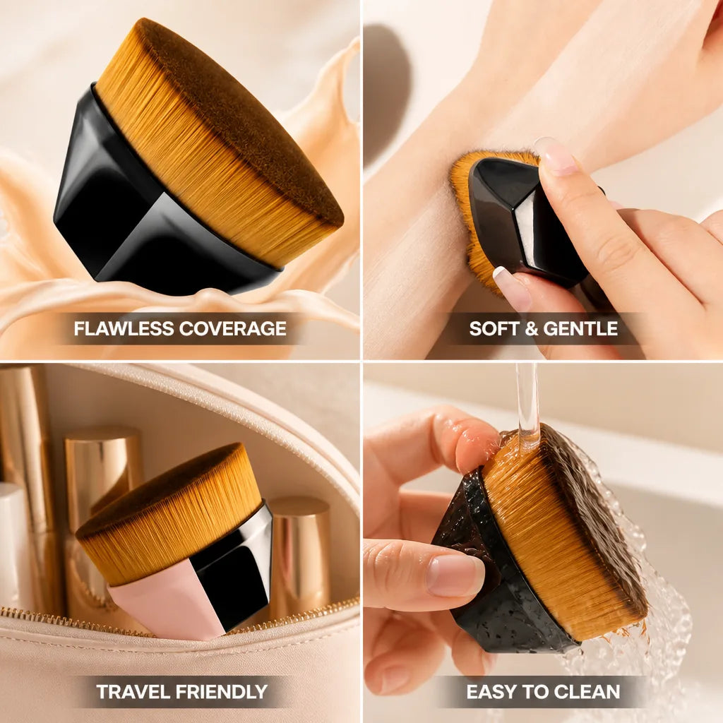 Foundation Brush Petal-Shaped Diamond Handle Extra-Dense Synthetic Bristles