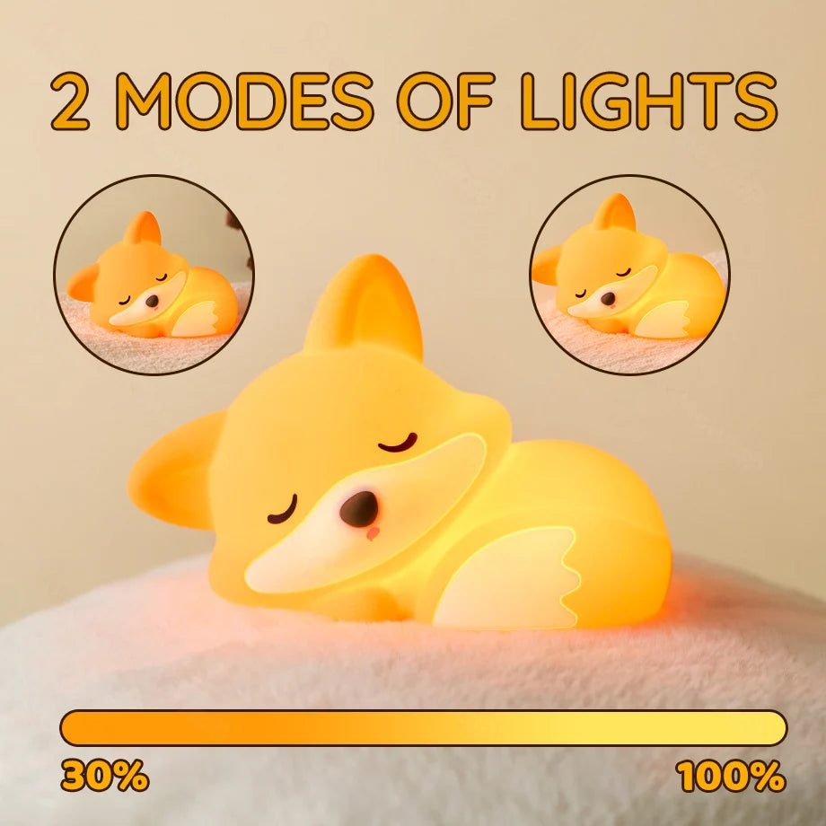 Fox Night Light BPA-Free Silicone 20-Minute Timer