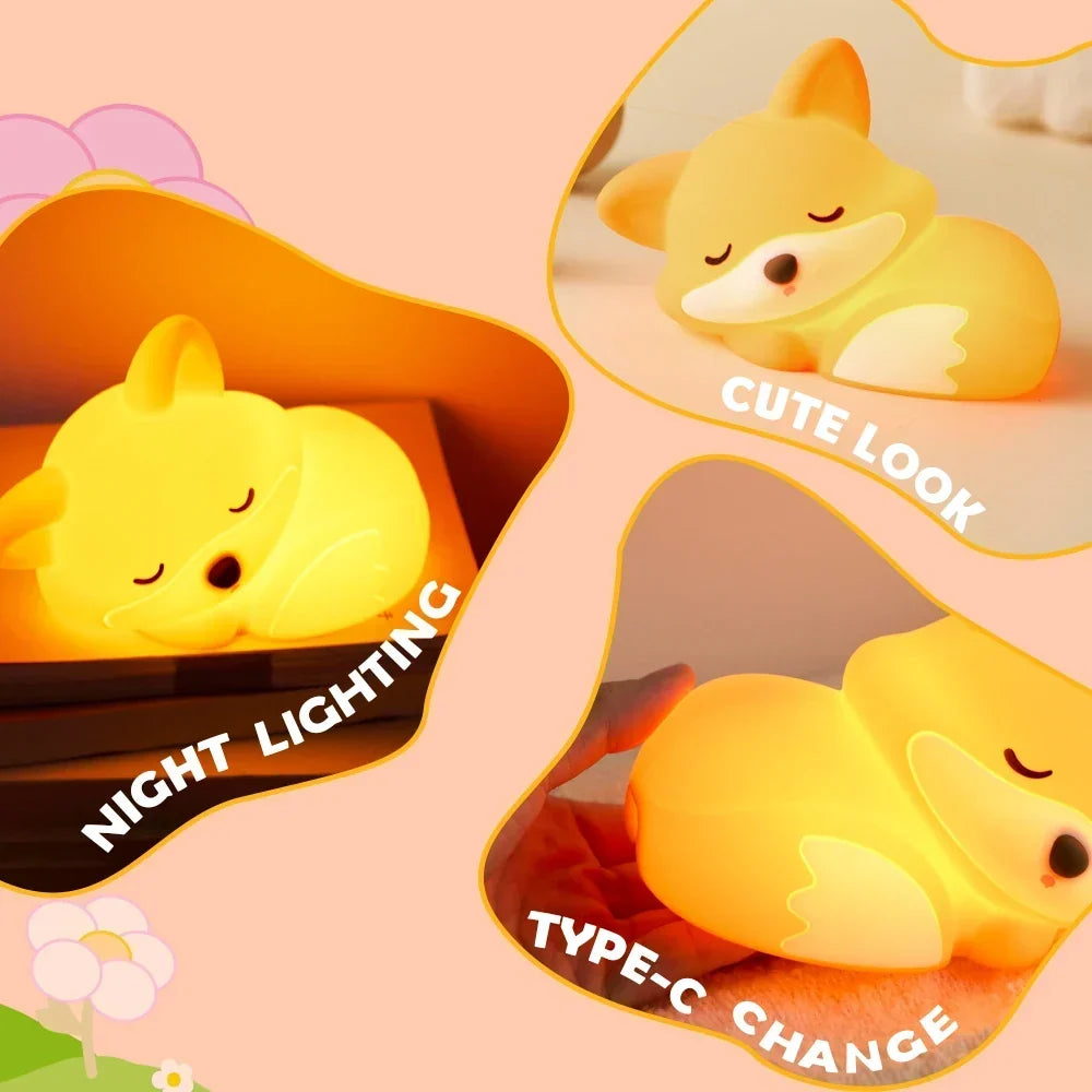 Fox Night Light BPA-Free Silicone 20-Minute Timer