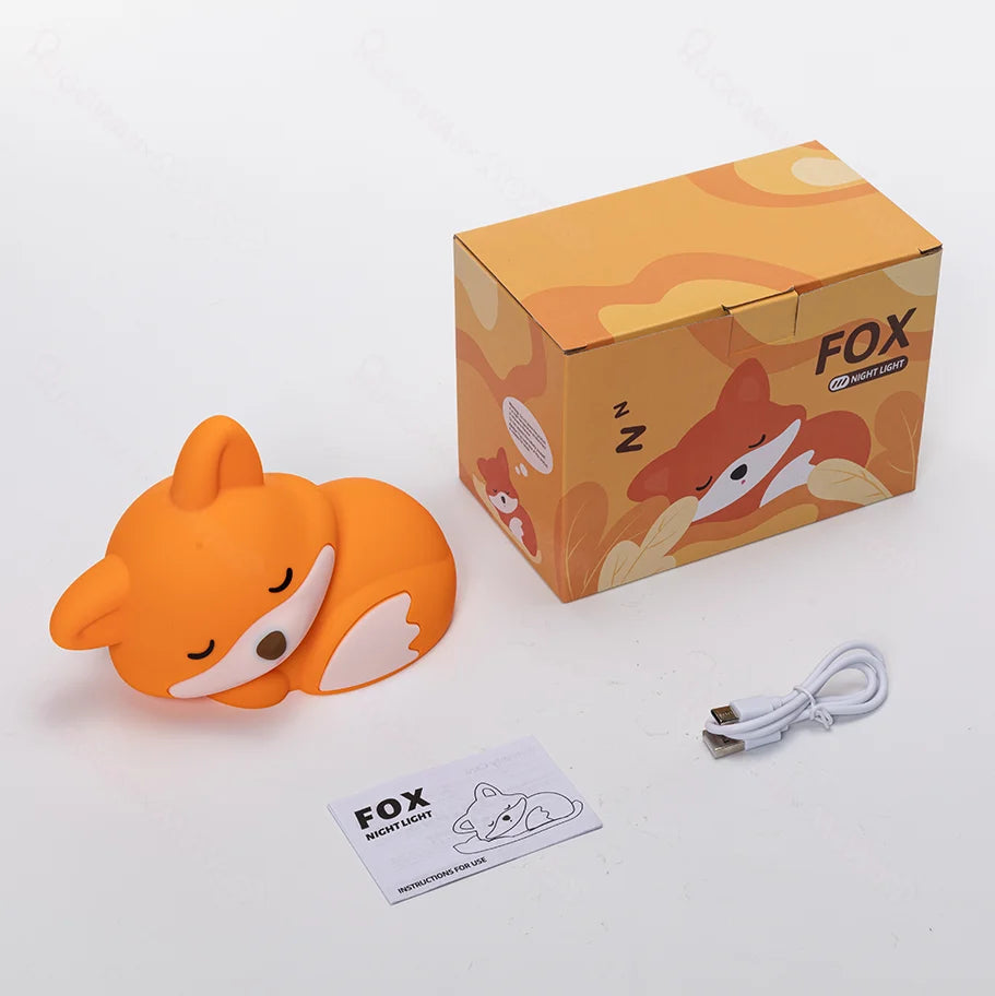 Fox Night Light BPA-Free Silicone 20-Minute Timer