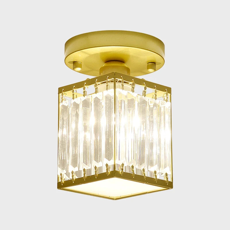 Foyer Ceiling Light Crystal Semi-Flush Low-Profile