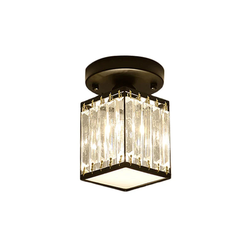 Foyer Ceiling Light Crystal Semi-Flush Low-Profile