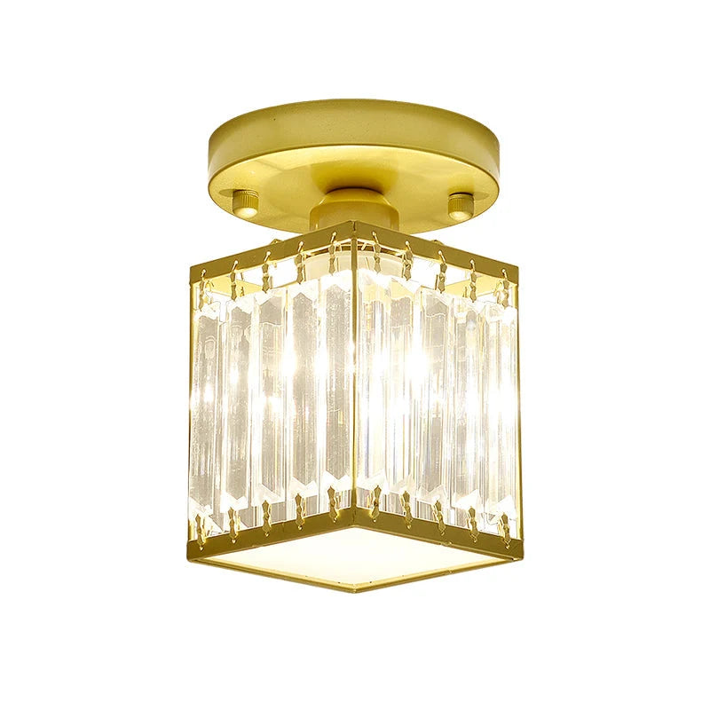 Foyer Ceiling Light Crystal Semi-Flush Low-Profile