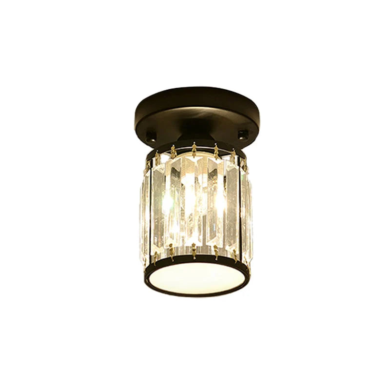 Foyer Ceiling Light Crystal Semi-Flush Low-Profile