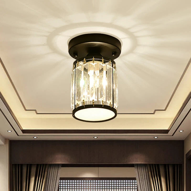 Foyer Ceiling Light Crystal Semi-Flush Low-Profile