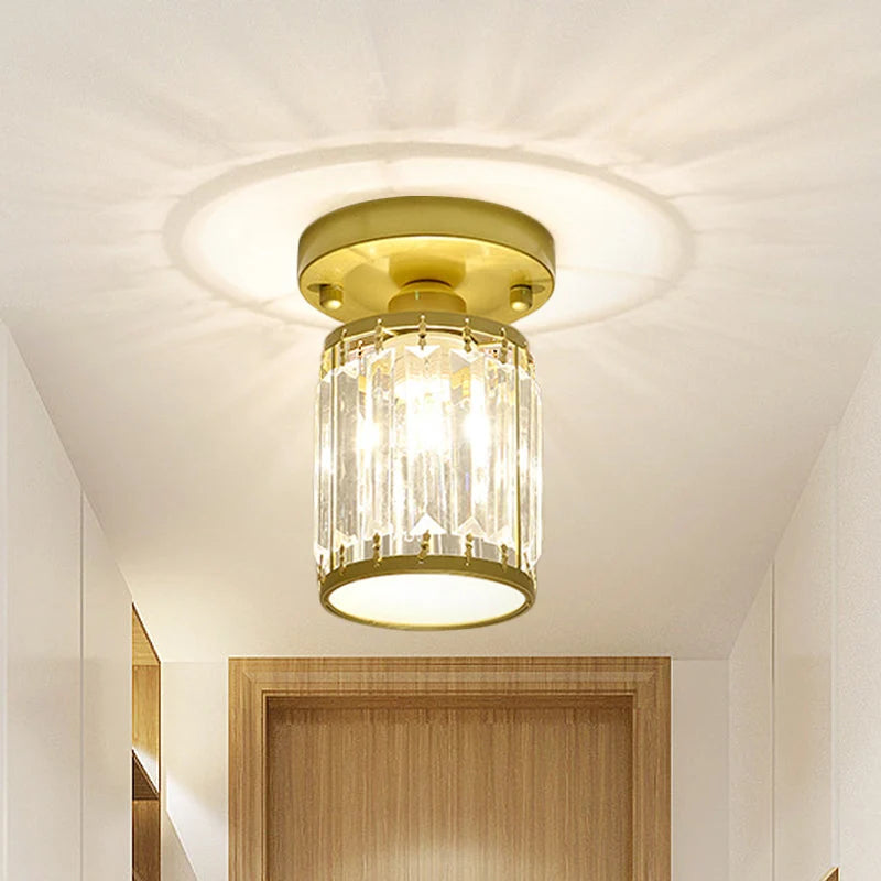 Foyer Ceiling Light Crystal Semi-Flush Low-Profile