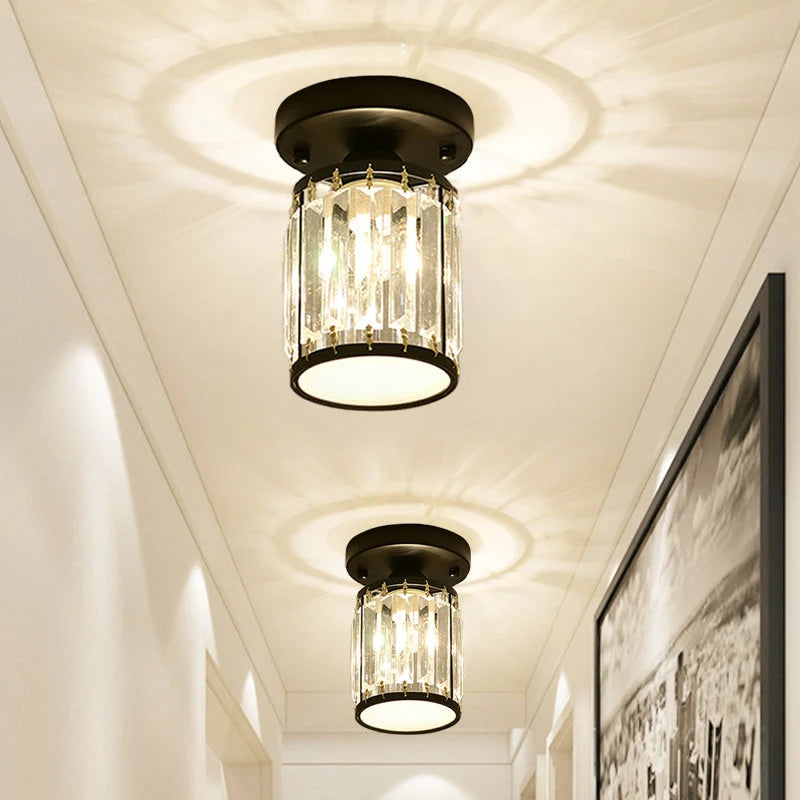 Foyer Ceiling Light Crystal Semi-Flush Low-Profile