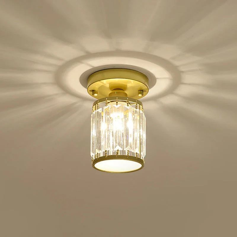 Foyer Ceiling Light Crystal Semi-Flush Low-Profile