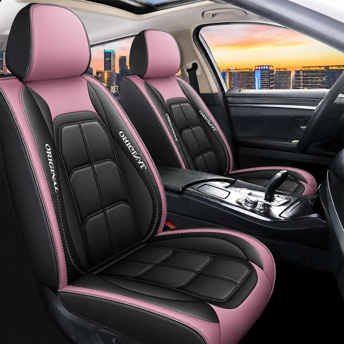 Front Car Seat Covers PU Leather Universal Fit Set of 2