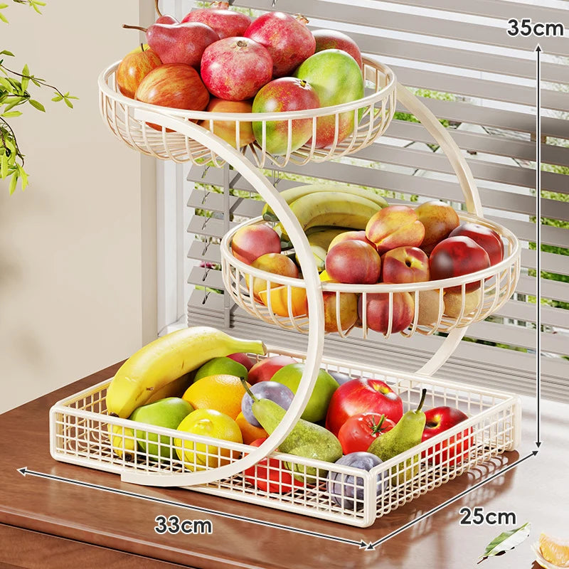 Fruit Basket Three-Tier Mesh Space-Saving