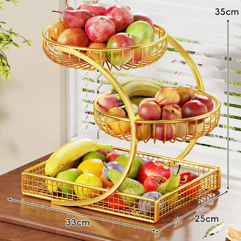 Fruit Basket Three-Tier Mesh Space-Saving