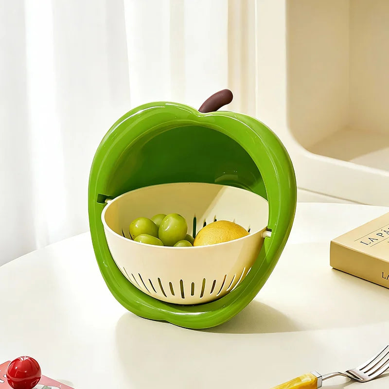 Fruit Drain Basket Double-Layer Removable Strainer Stackable