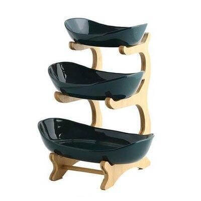 Fruit Serving Stand Tiered Bamboo Support Space-Saving Countertop Display