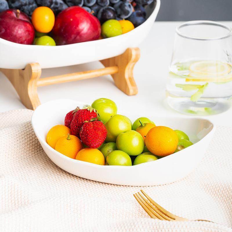 Fruit Serving Stand Tiered Bamboo Support Space-Saving Countertop Display