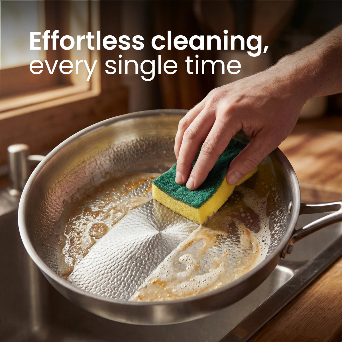 Frying Pan Uncoated Titanium Induction-Compatible Oven-Safe to 750°F