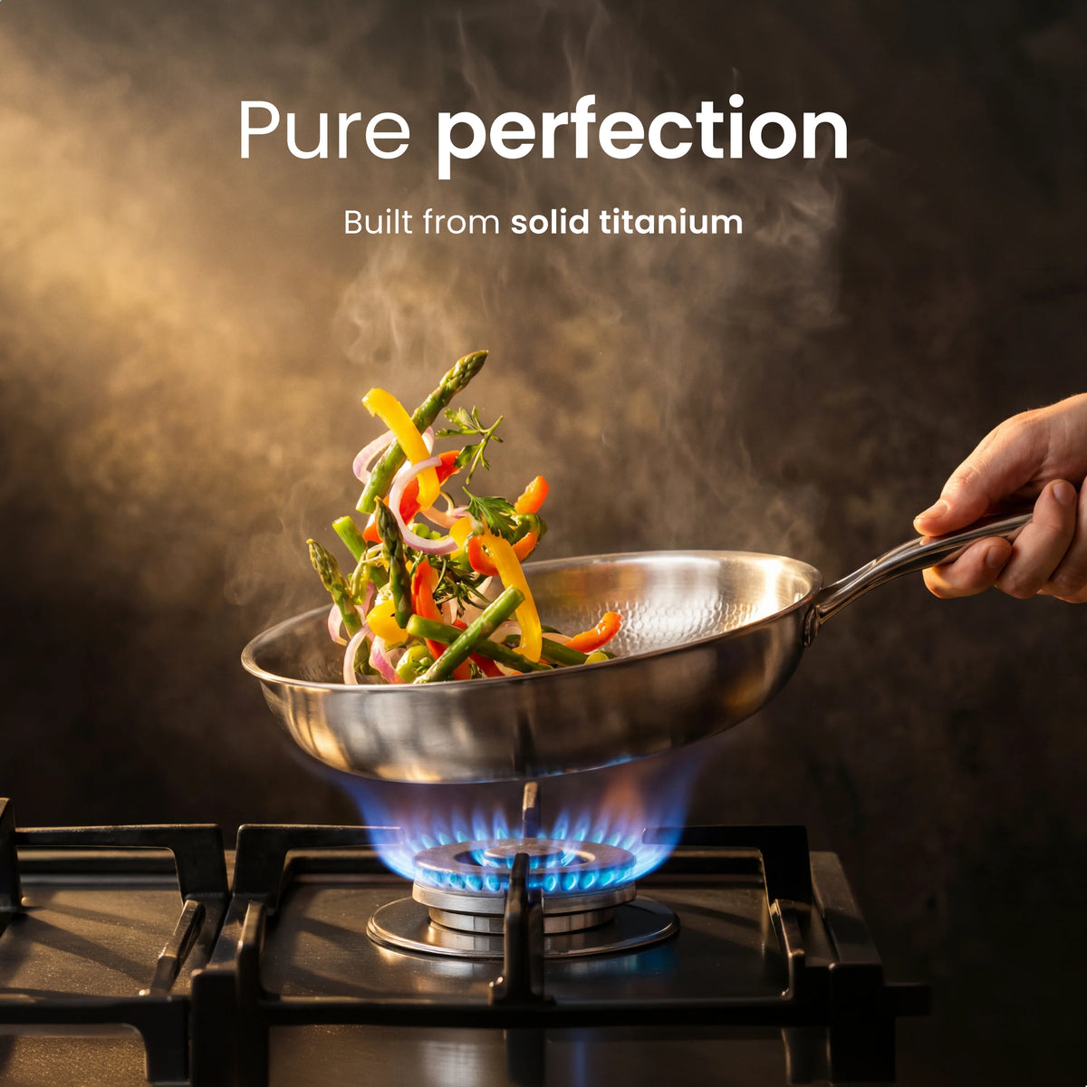 Frying Pan Uncoated Titanium Induction-Compatible Oven-Safe to 750°F