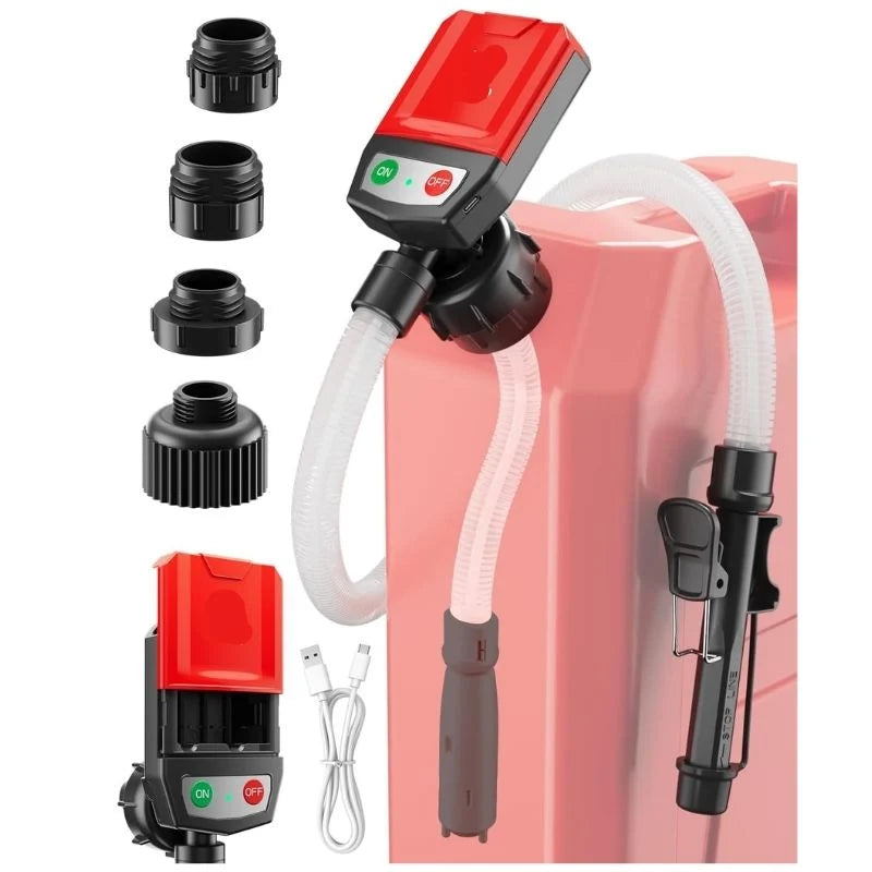 Fuel Transfer Pump Automatic Shutoff Battery-Powered Four Adapters