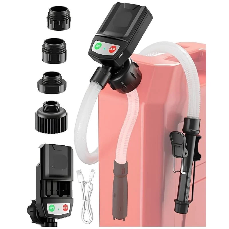 Fuel Transfer Pump Automatic Shutoff Battery-Powered Four Adapters
