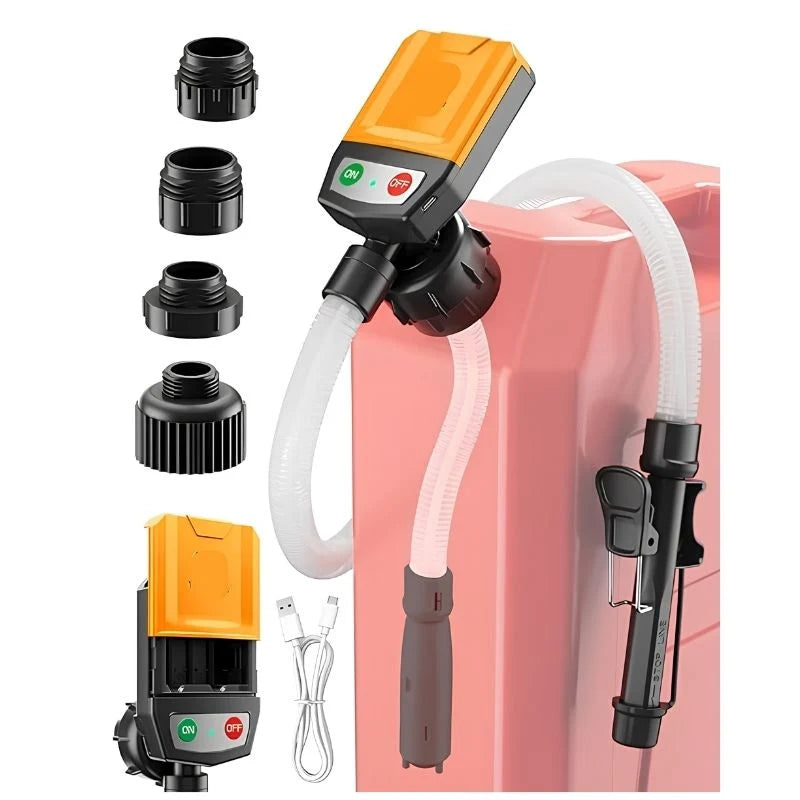 Fuel Transfer Pump Automatic Shutoff Battery-Powered Four Adapters