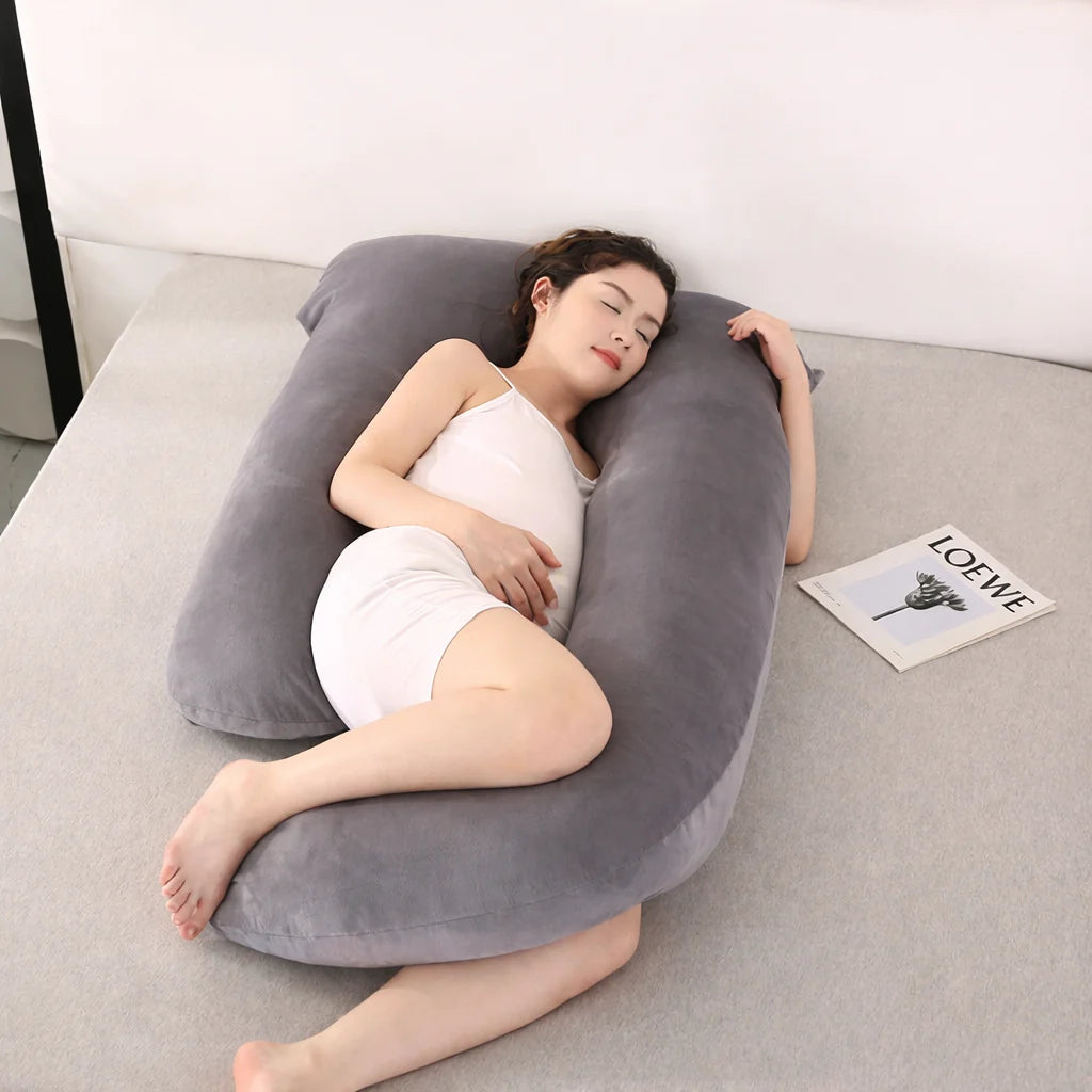 Full Body Pillow U-Shape Resilient Filling Removable Cover