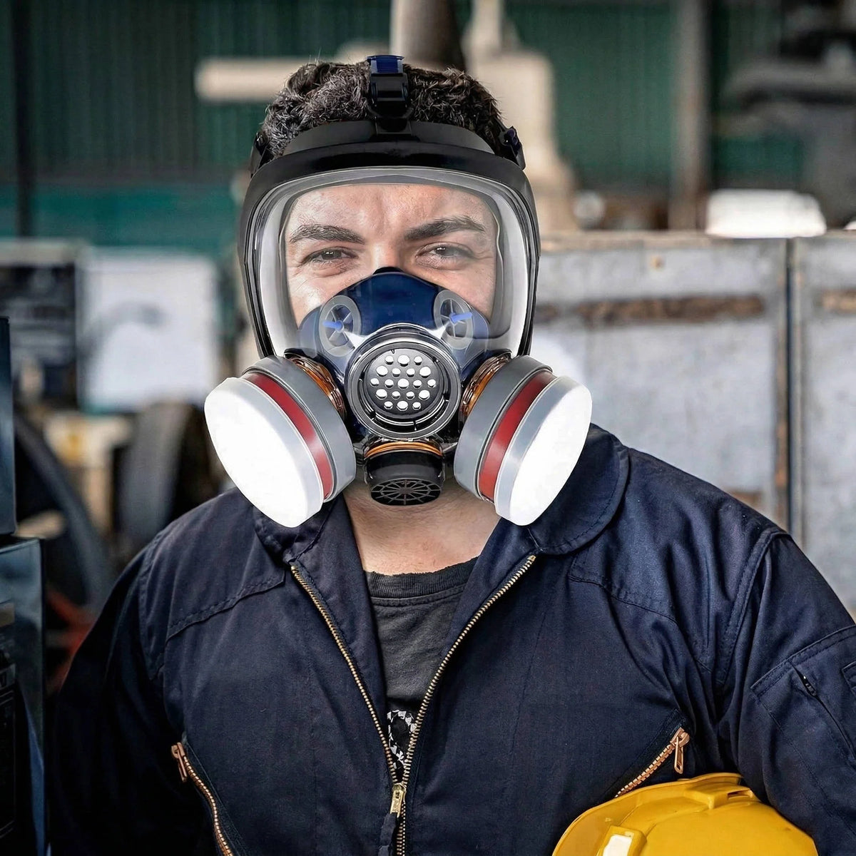 Full Face Respirator Dual Charcoal Filters & Anti-Fog Shield