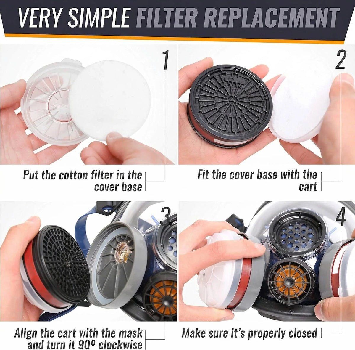 Full Face Respirator Dual Charcoal Filters & Anti-Fog Shield