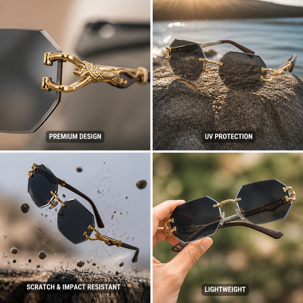 Full UV & Scratch-Resistant Hexagonal Frame Sunglasses