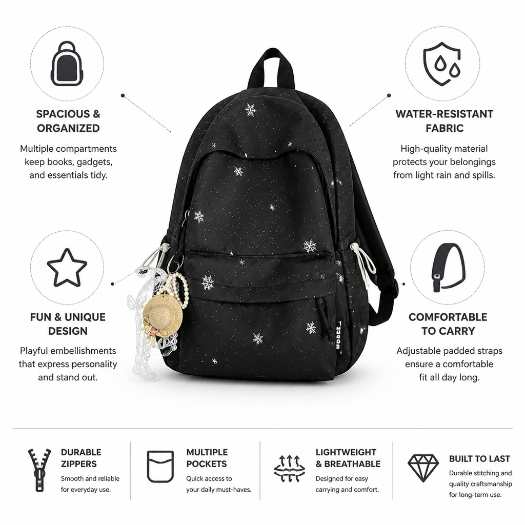 Fun Embellished Water-Resistant Kids Backpack