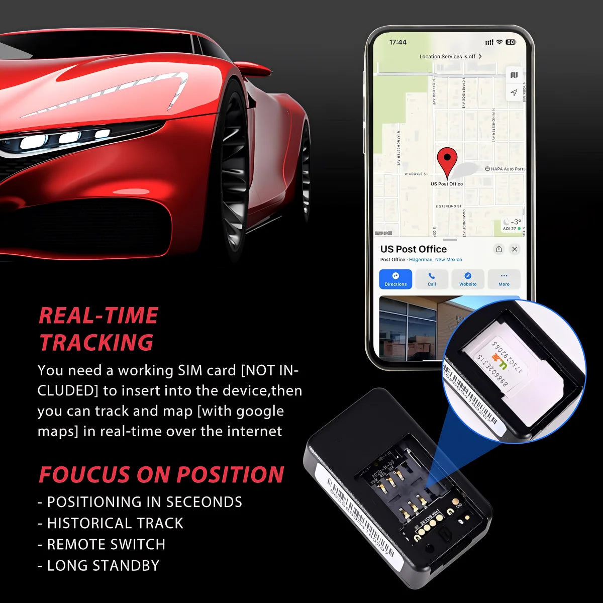 GPS Tracker Waterproof Up to 180-Day Standby