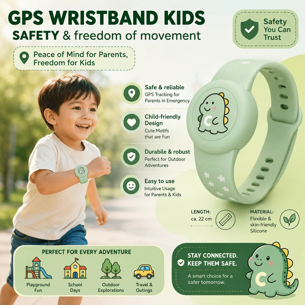 GPS Tracking Bracelet Real-Time Location Adjustable Band